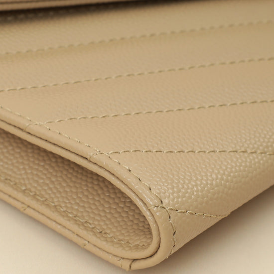 YSL Beige Monogram Cassandre Flap Pouch-YSL-THE CLOSET