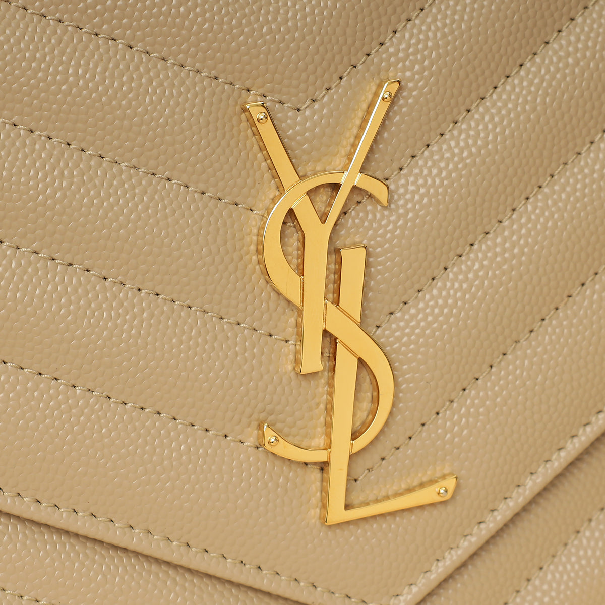 YSL Beige Monogram Cassandre Flap Pouch-YSL-THE CLOSET
