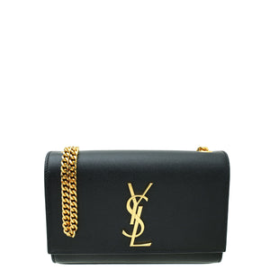 YSL حقيبة كتف صغيرة مونوغرام كيت باللون الأسود 