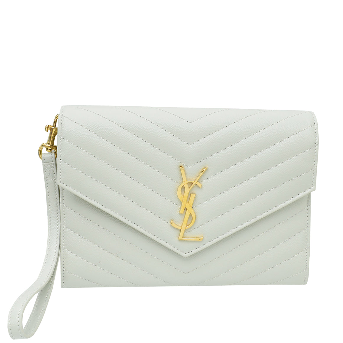 YSL Vintage White Cassandre Envelope Pouch-YSL-THE CLOSET