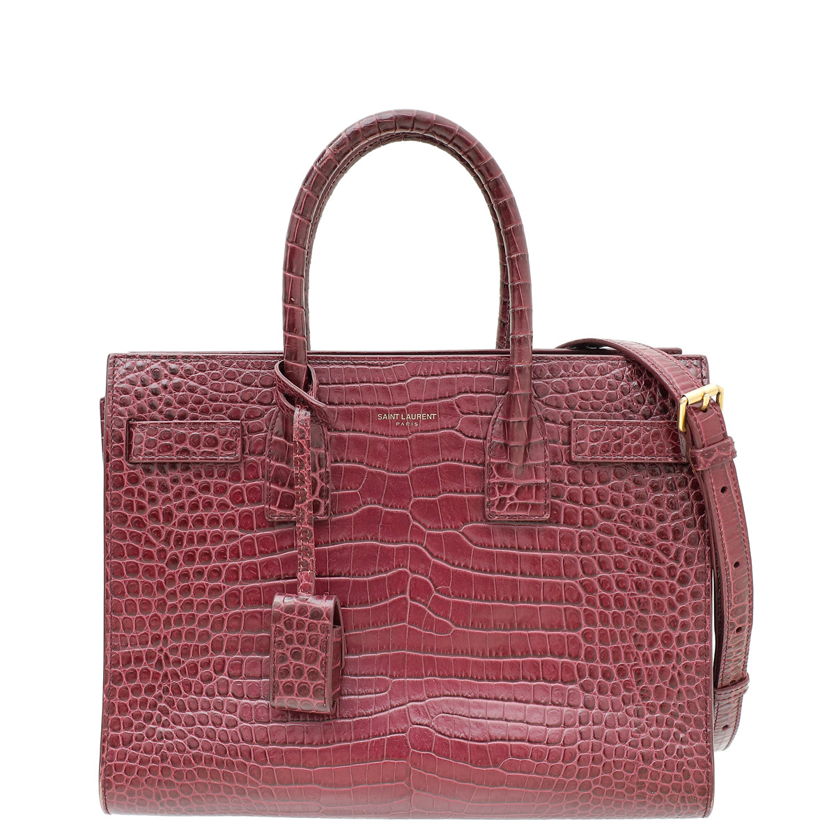 YSL Burgundy Croco Embossed Baby Sac De Jour Bag-YSL-THE CLOSET