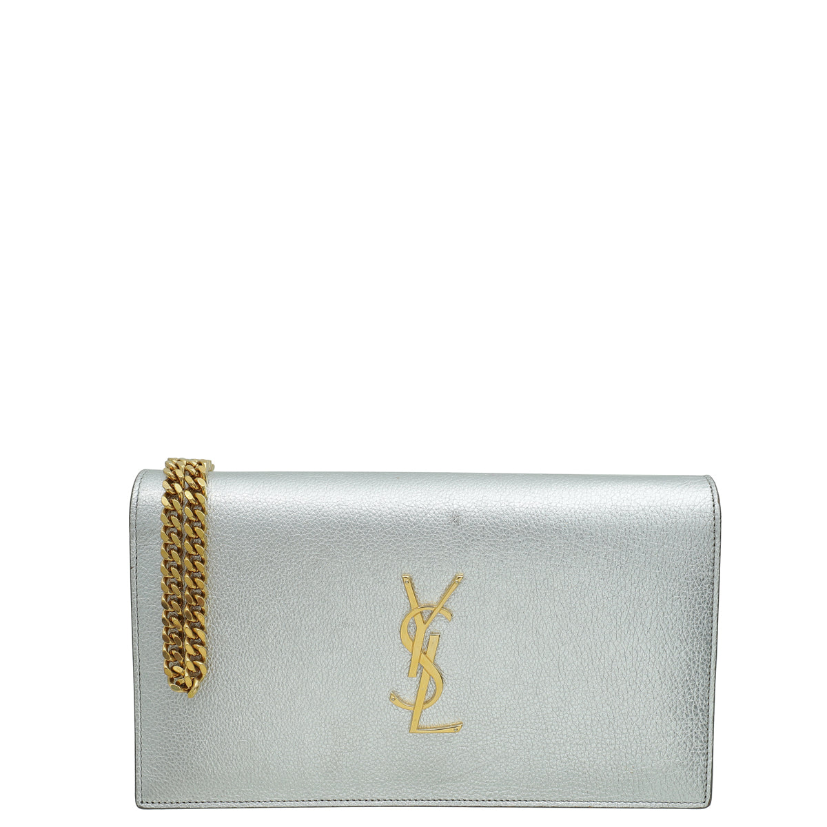 YSL Metallic Silver Kate Wallet on Chain-YSL-THE CLOSET