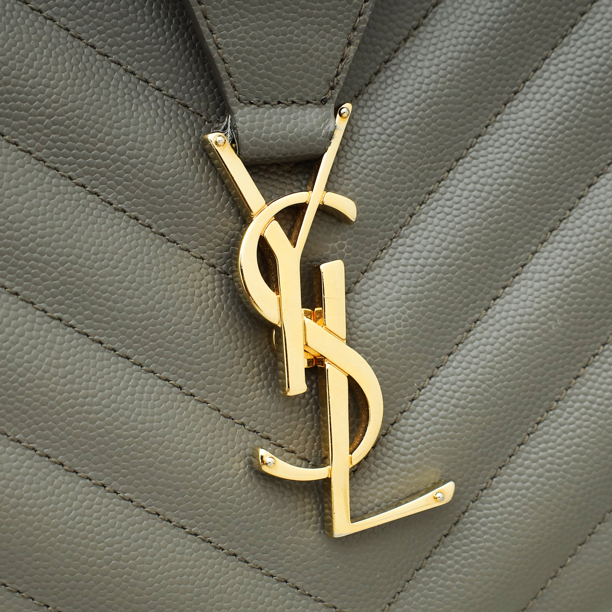 YSL Grey Classic Monogram Shopping Tote  Bag