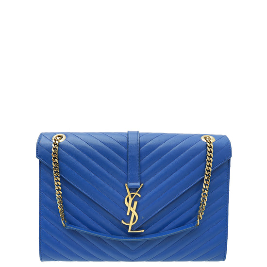 YSL Blue Azur Monogram Satchel Large Bag