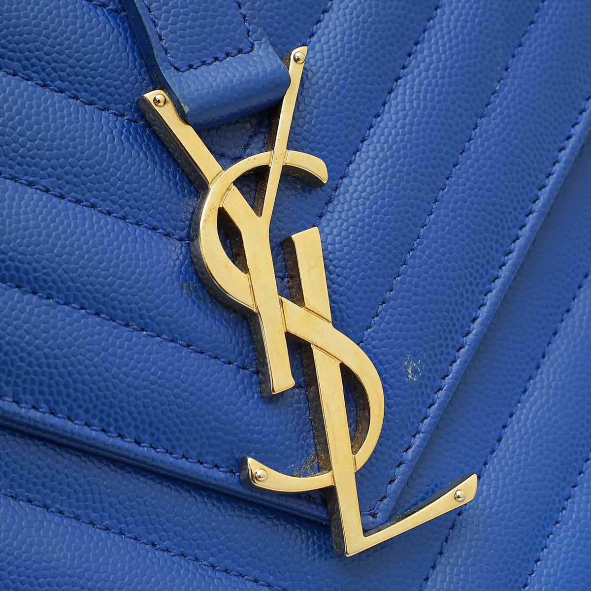 YSL Blue Azur Monogram Satchel Large Bag