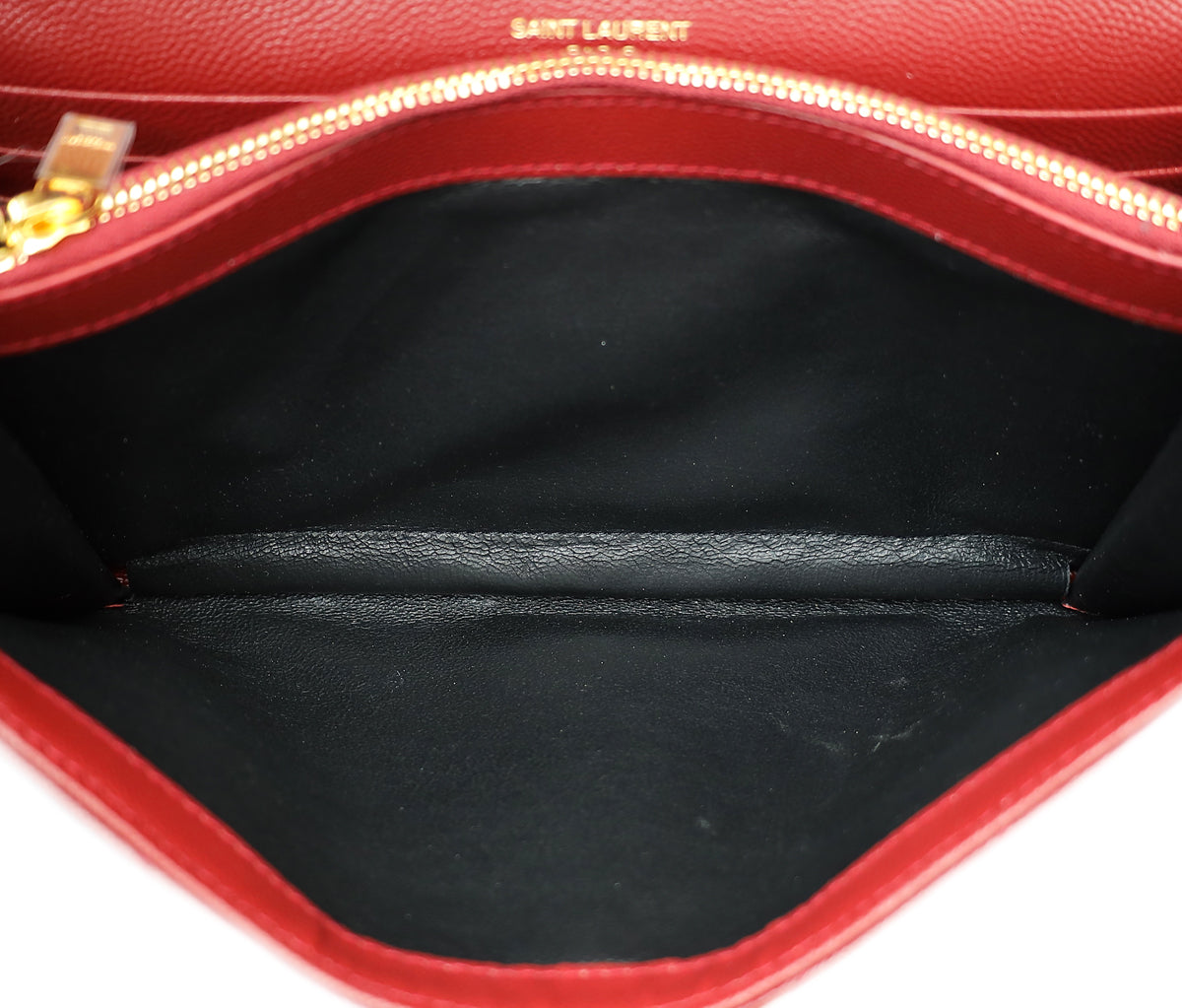 YSL Dark Red Cassandare Classic Wallet On Chain