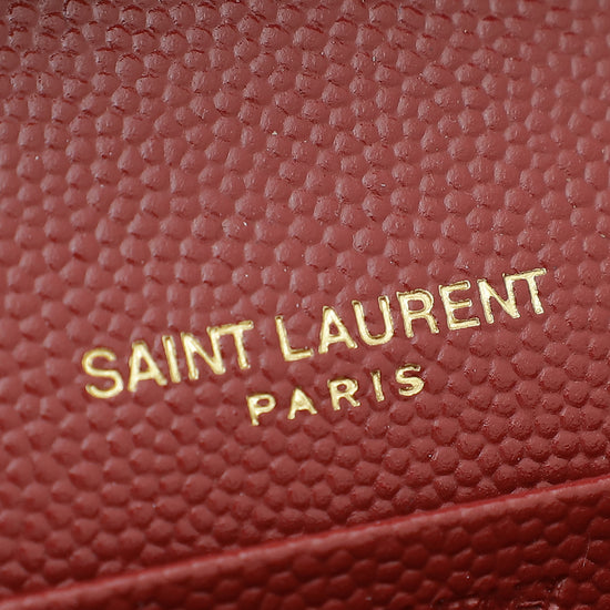 YSL Dark Red Cassandare Classic Wallet On Chain