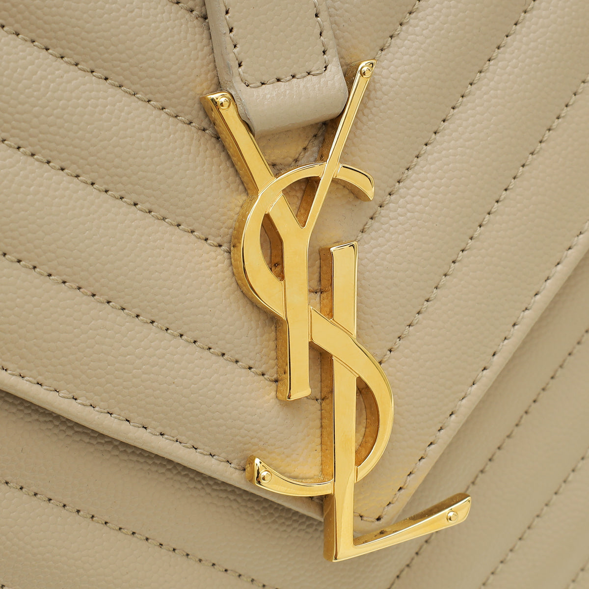 YSL Beige Monogram Satchel Flap Large Shoulder Bag