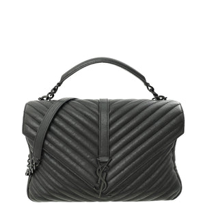 YSL So Black Chevron College Sheepskin Large Bag