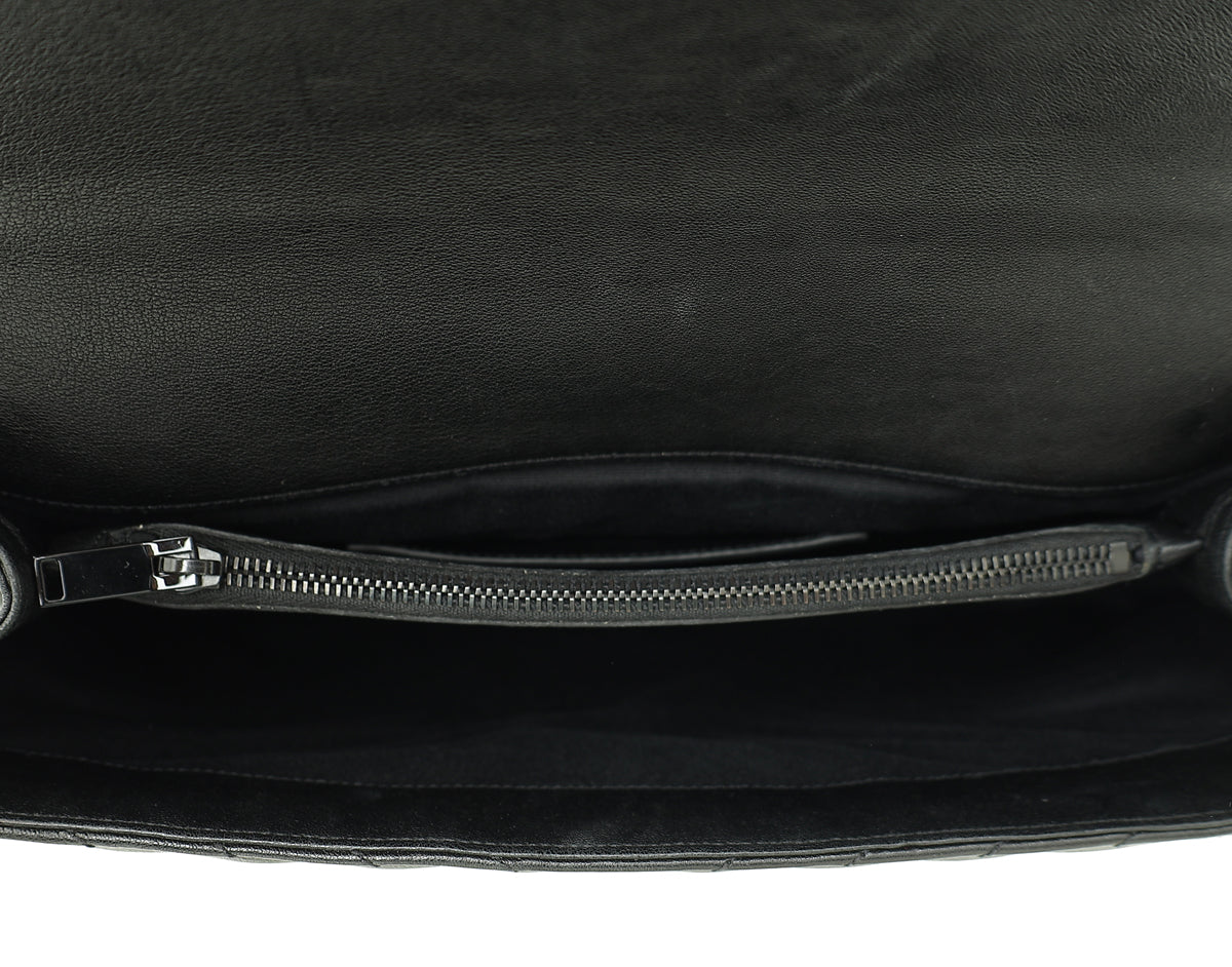 YSL So Black Chevron College Sheepskin Large Bag