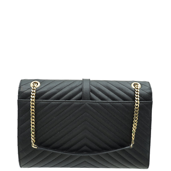 YSL Black Monogram Chevron Satchel Large Bag