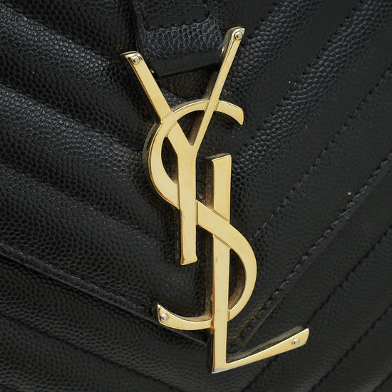 YSL Black Monogram Chevron Satchel Large Bag