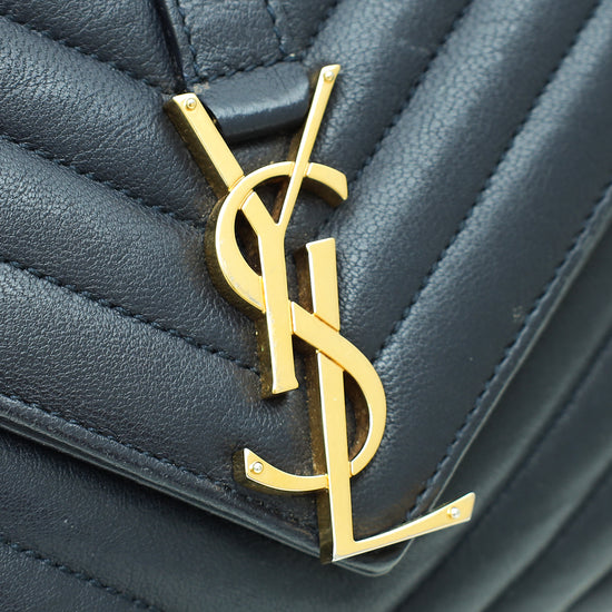 YSL Midnight Blue College Chevron Medium Bag