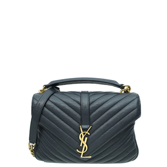 YSL Midnight Blue College Chevron Medium Bag