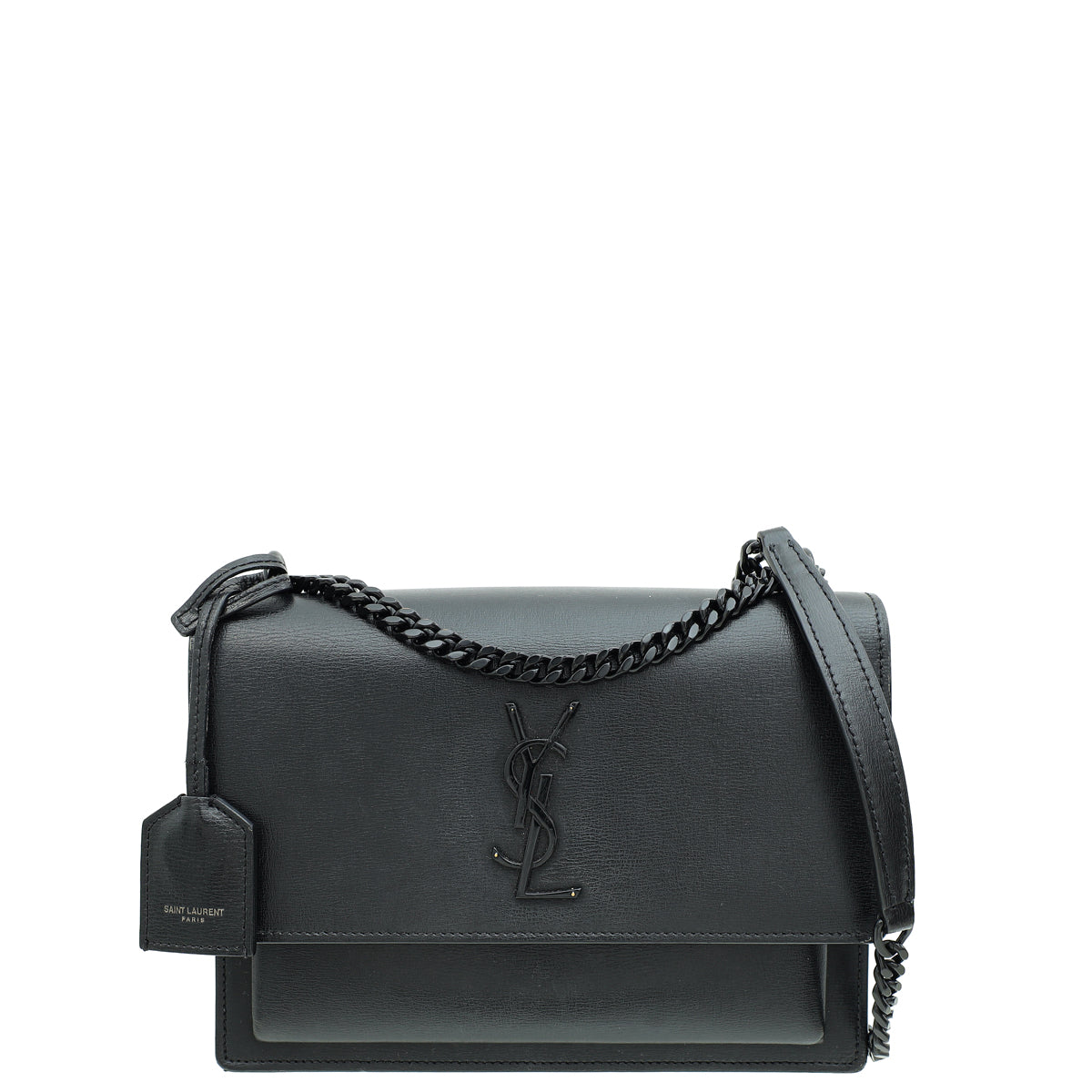 YSL Black So Black Sunset Medium Shoulder Bag-YSL-THE CLOSET