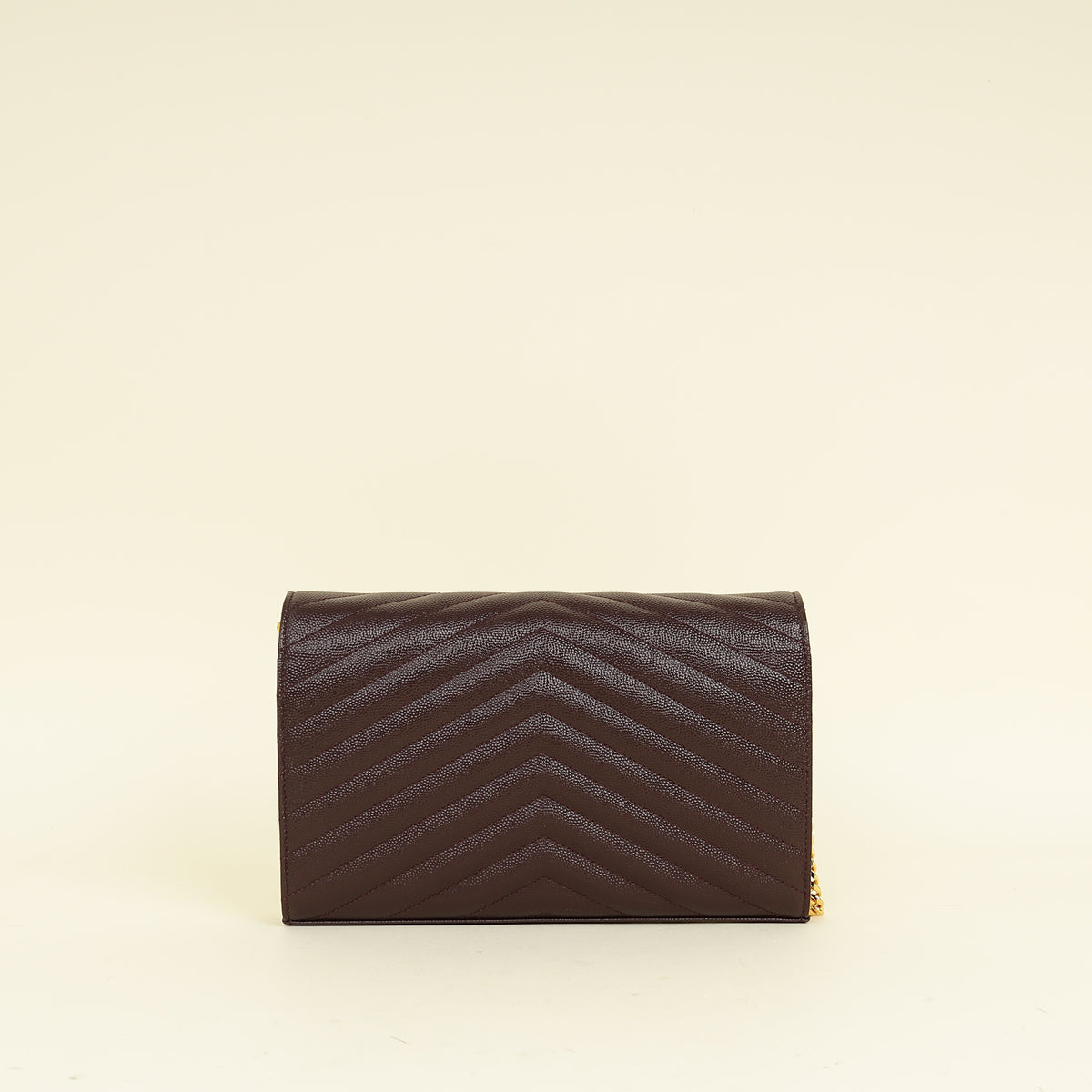 YSL Burgundy Cassandre Chevron Wallet On Chain