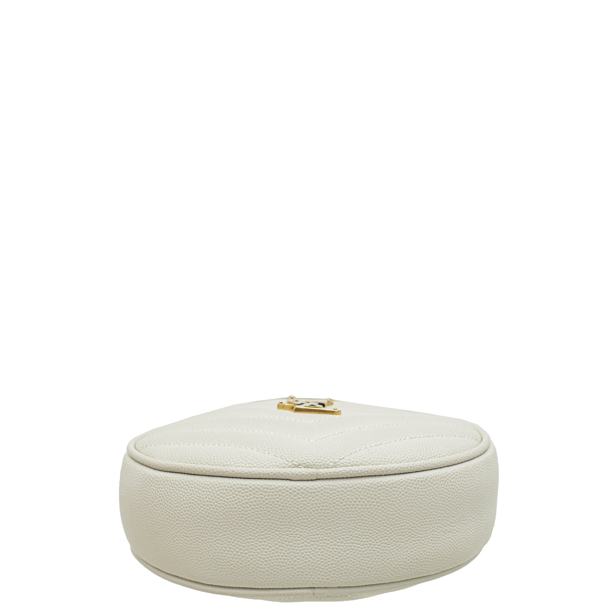 YSL Vintage Blanc Chevron Vinyle Round Camera Bag