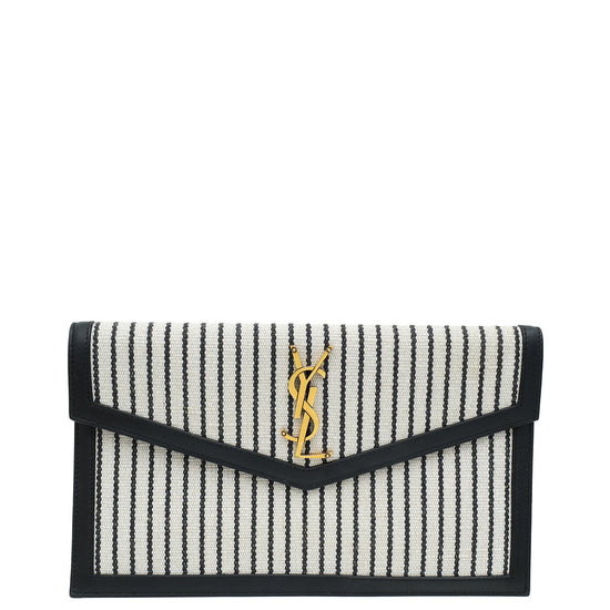 YSL Bicolor Striped Uptown Pouch