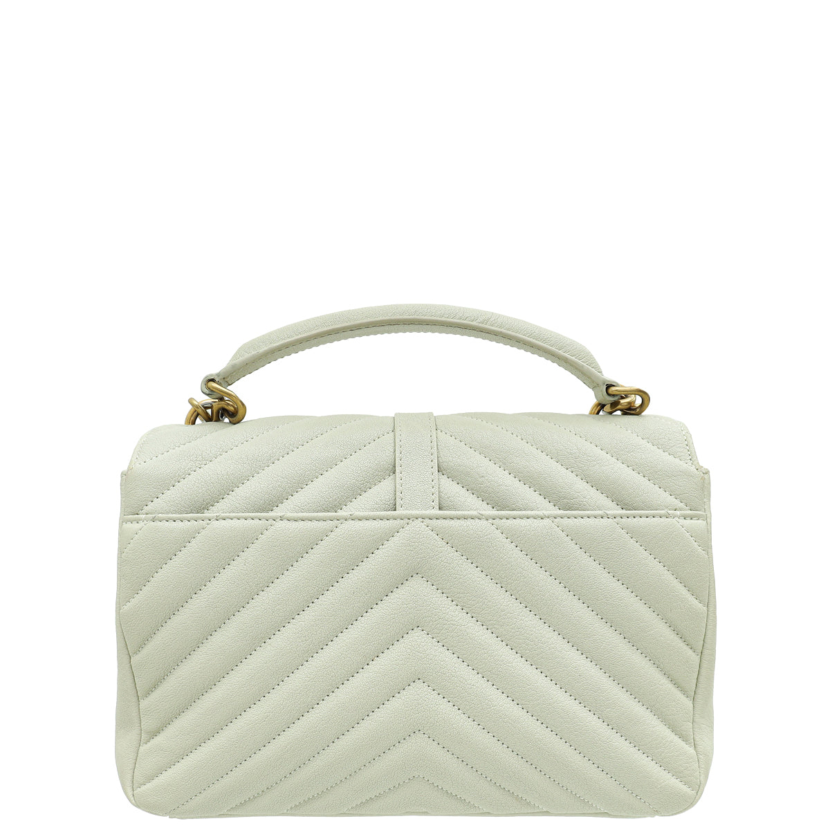 YSL Blanc Vintage College Chevron Medium Bag-YSL-THE CLOSET