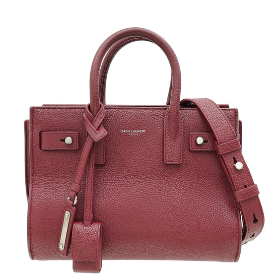 YSL Burgundy Sac De Jour Souple Nano Bag