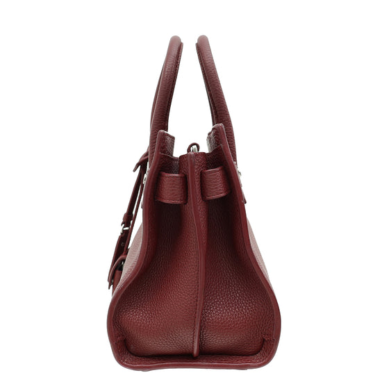 YSL Burgundy Sac De Jour Souple Nano Bag