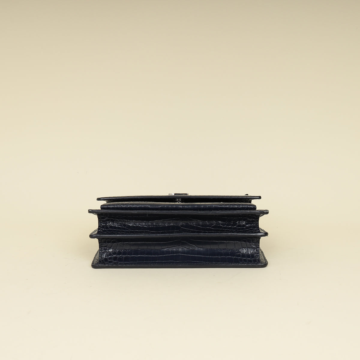 YSL Dark Blue Croco Embossed Sunset Chain Shoulder Bag-YSL-THE CLOSET