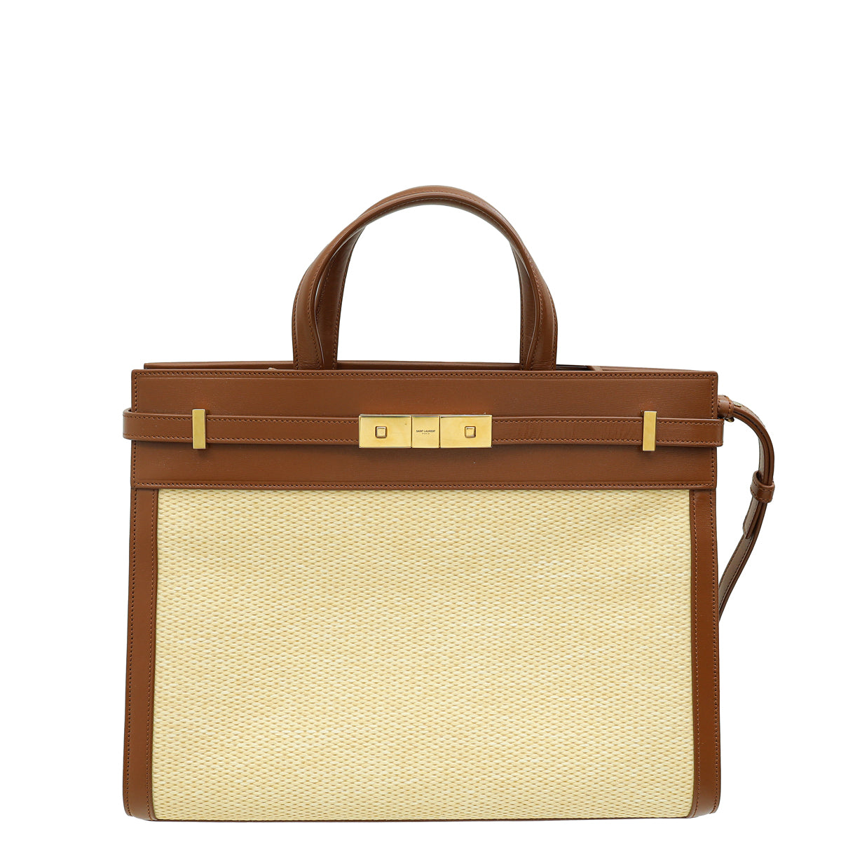 YSL Bicolor Manhattan Raffia Top Handle Tote Bag-YSL-THE CLOSET