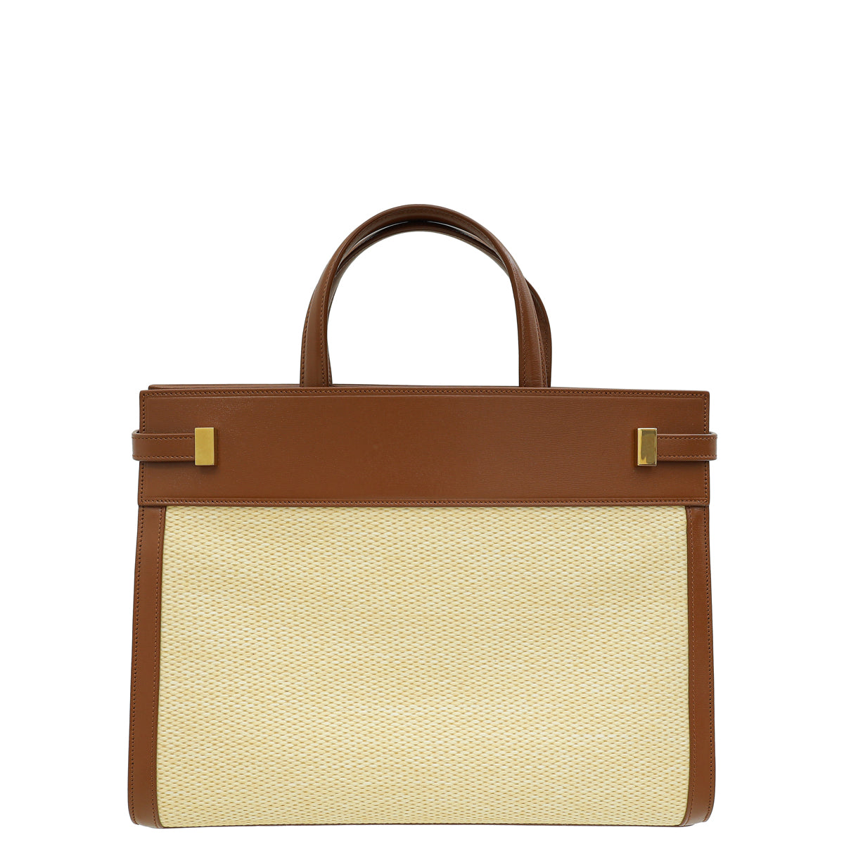 YSL Bicolor Manhattan Raffia Top Handle Tote Bag-YSL-THE CLOSET