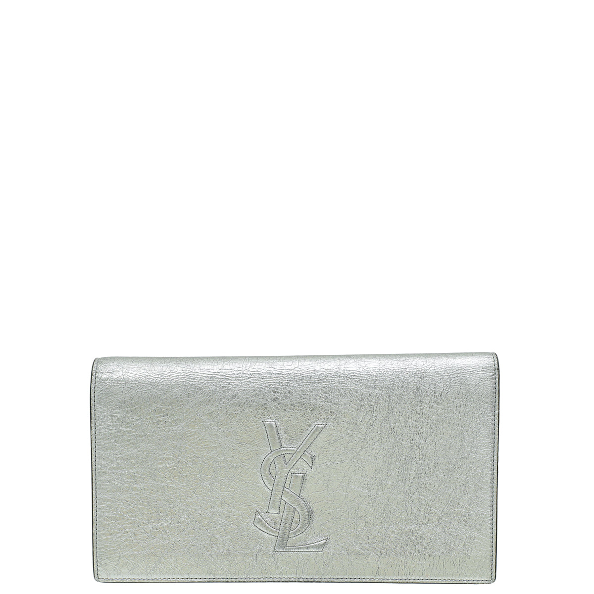 YSL Metallic Silver Belle De Jour Clutch-YSL-THE CLOSET
