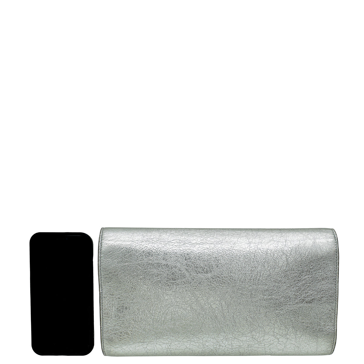 YSL Metallic Silver Belle De Jour Clutch-YSL-THE CLOSET