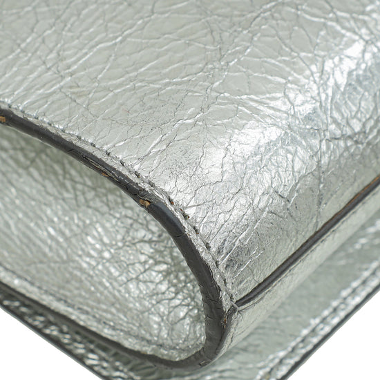 Load image into Gallery viewer, YSL Metallic Silver Belle De Jour Clutch

