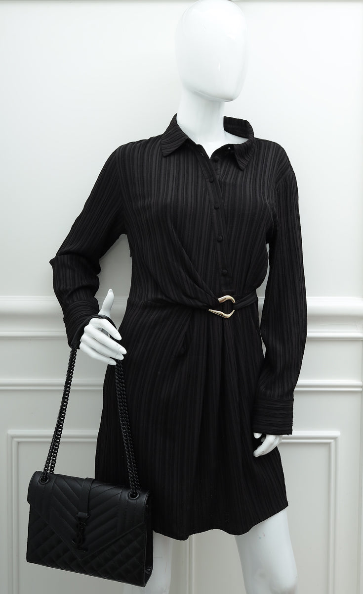 YSL So Black Mix Quilted Envelope Medium Shoulder Bag