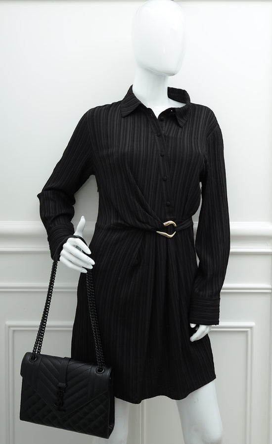 Load image into Gallery viewer, YSL So Black Mix Quilted Envelope Medium Shoulder Bag
