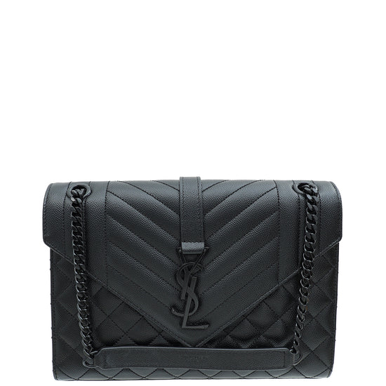 YSL So Black Mix Quilted Envelope Medium Shoulder Bag