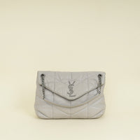 YSL Grey Loulou Puffer Large Flap Chain Bag