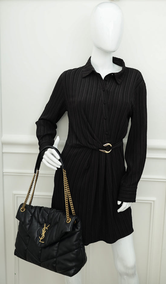 YSL Black Puffer Medium Shoulder Bag-YSL-THE CLOSET