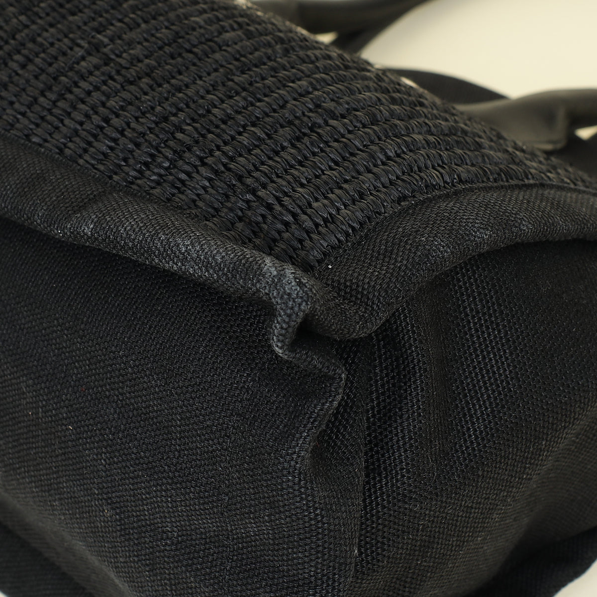 YSL Black Rive Gauche Raffia Small Tote Bag