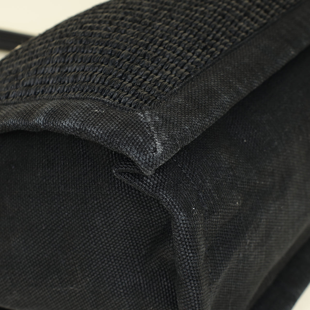 YSL Black Rive Gauche Raffia Small Tote Bag