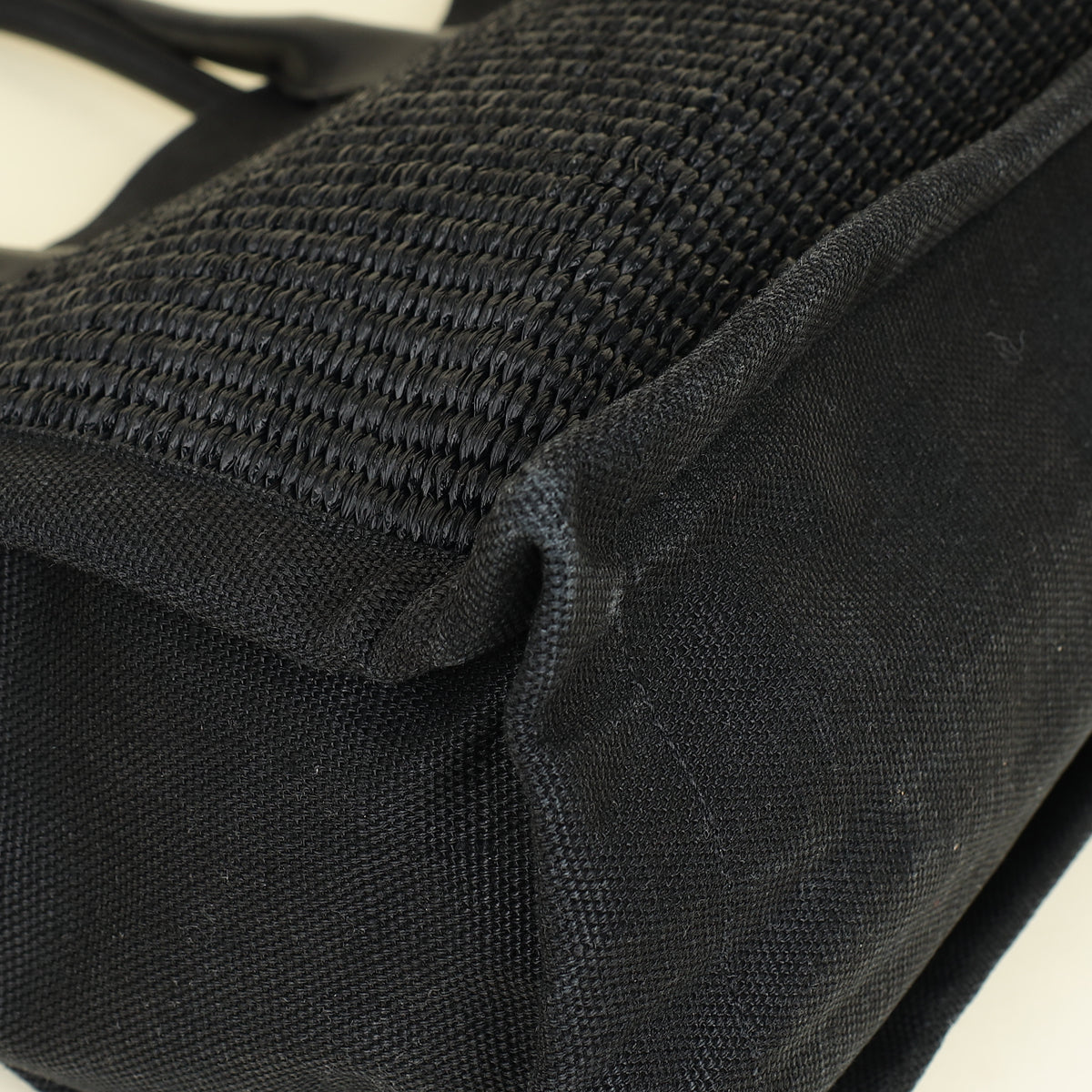 YSL Black Rive Gauche Raffia Small Tote Bag