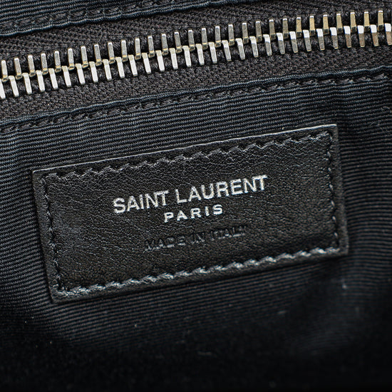 YSL Black Rive Gauche Raffia Small Tote Bag