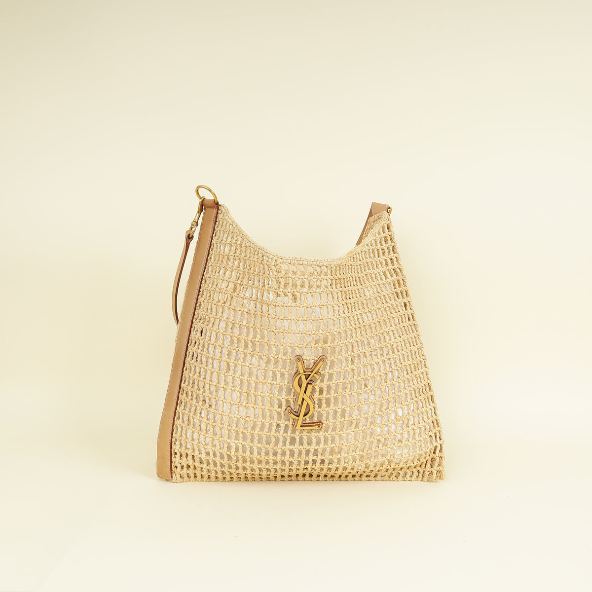 YSL Bicolor Oxalis Raffia Tote Bag
