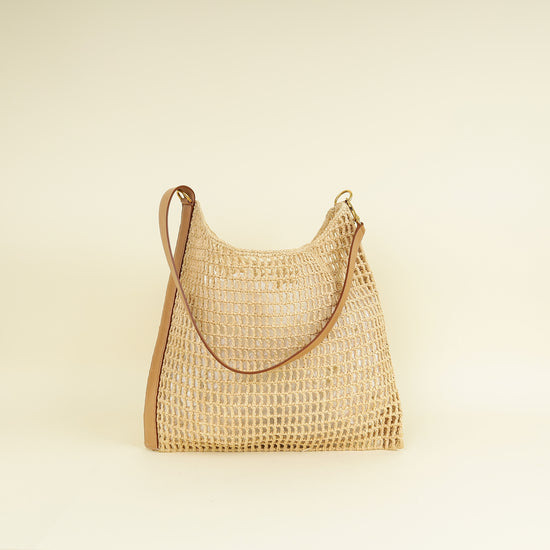 YSL Bicolor Oxalis Raffia Tote Bag