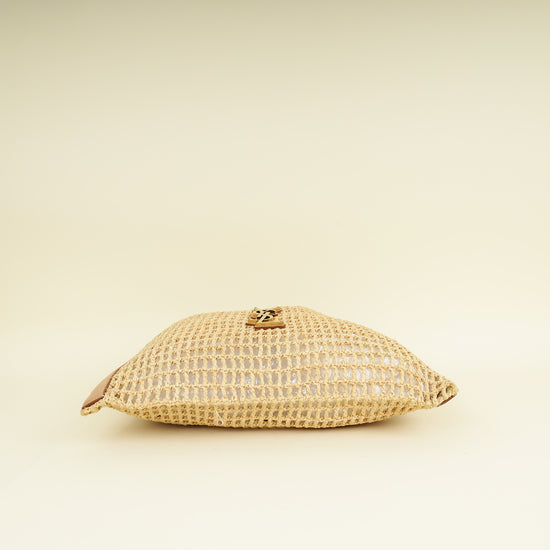 YSL Bicolor Oxalis Raffia Tote Bag