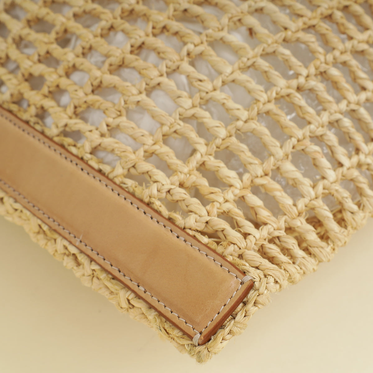 YSL Bicolor Oxalis Raffia Tote Bag