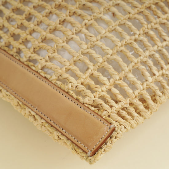 YSL Bicolor Oxalis Raffia Tote Bag