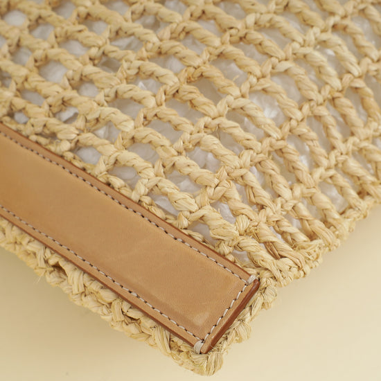 YSL Bicolor Oxalis Raffia Tote Bag