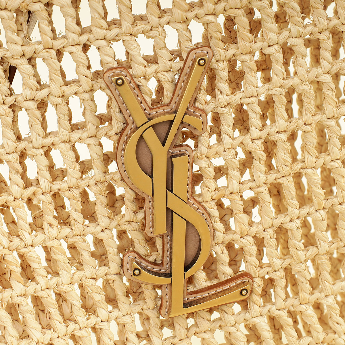 YSL Bicolor Oxalis Raffia Tote Bag