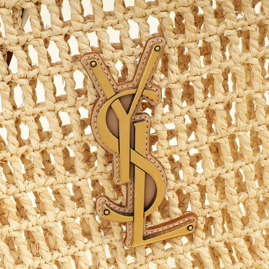YSL Bicolor Oxalis Raffia Tote Bag