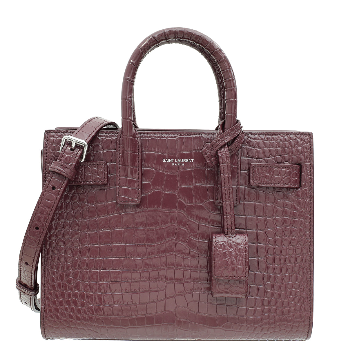 YSL Rouge Legion Croco Embossed Nano Sac De Jour-YSL-THE CLOSET
