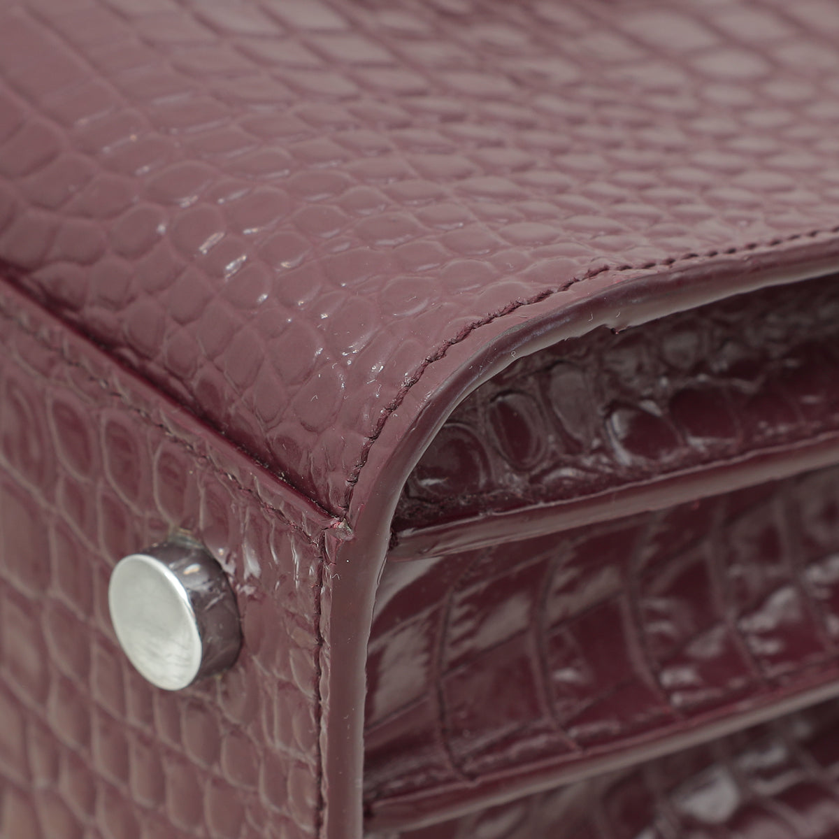 YSL Rouge Legion Croco Embossed Nano Sac De Jour